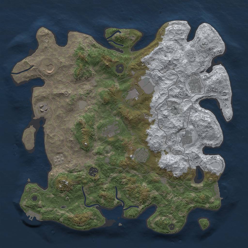 Rust Map: Procedural Map, Size: 4000, Seed: 3549, 18 Monuments