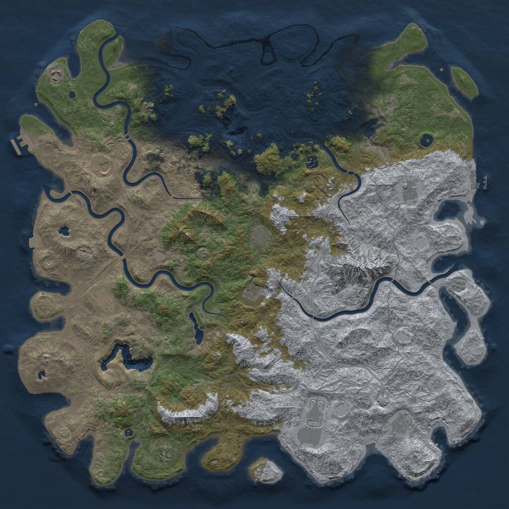 Rust Map: Procedural Map, Size: 6000, Seed: 44576957, 17 Monuments