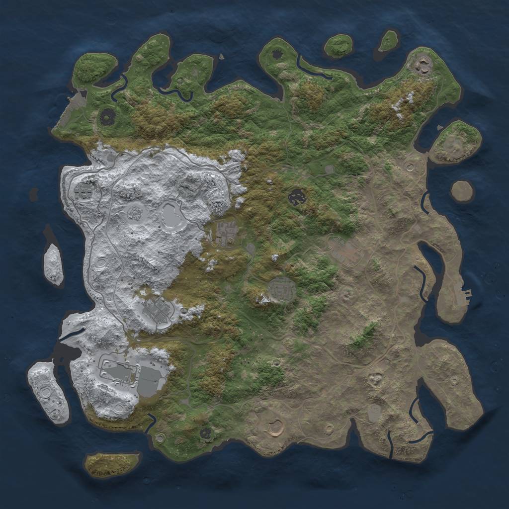 Rust Map: Procedural Map, Size: 4500, Seed: 38615, 18 Monuments