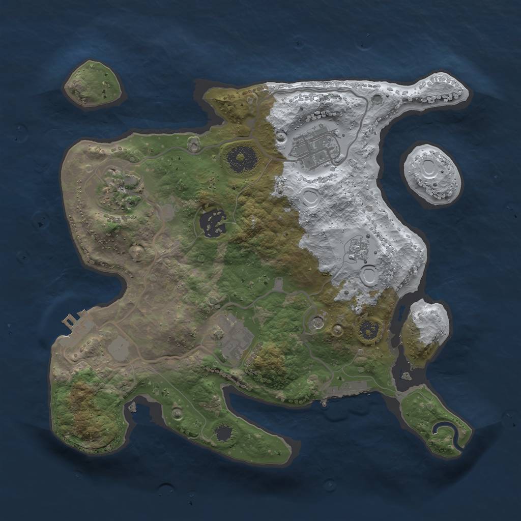 Rust Map: Procedural Map, Size: 2750, Seed: 2065396425, 13 Monuments