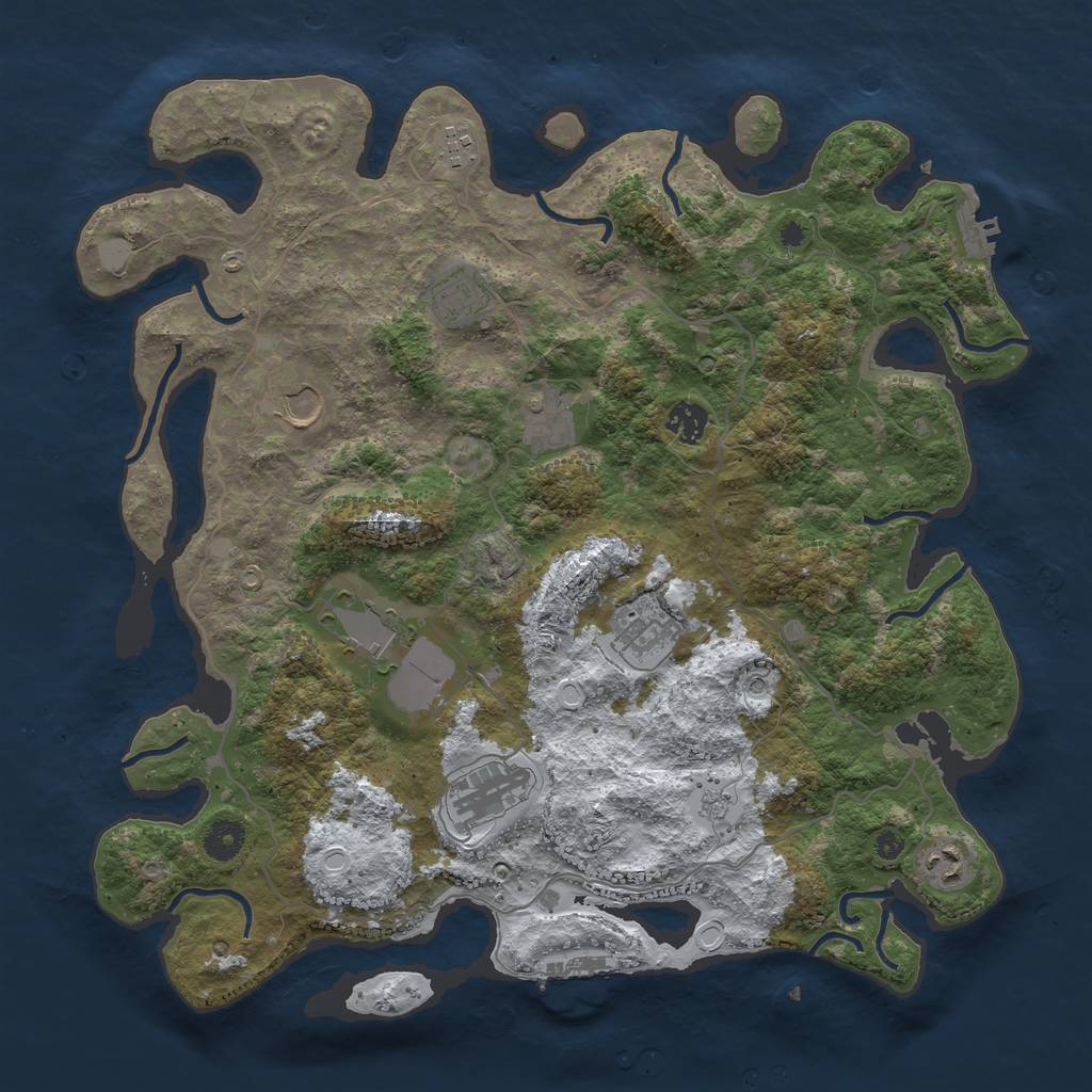 Rust Map: Procedural Map, Size: 4000, Seed: 1658834, 18 Monuments