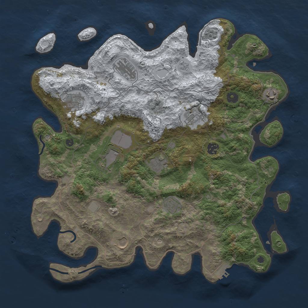 Rust Map: Procedural Map, Size: 4000, Seed: 3542, 18 Monuments