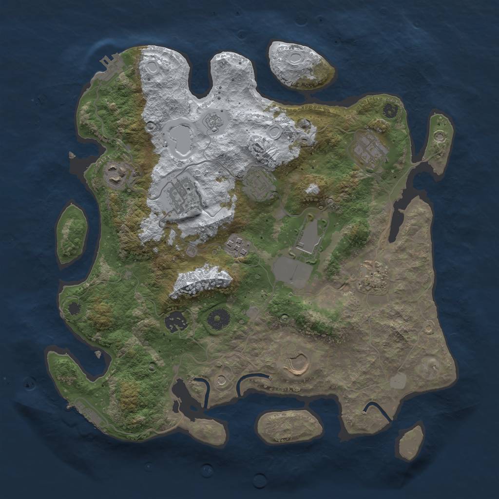 Rust Map: Procedural Map, Size: 3500, Seed: 3484, 18 Monuments