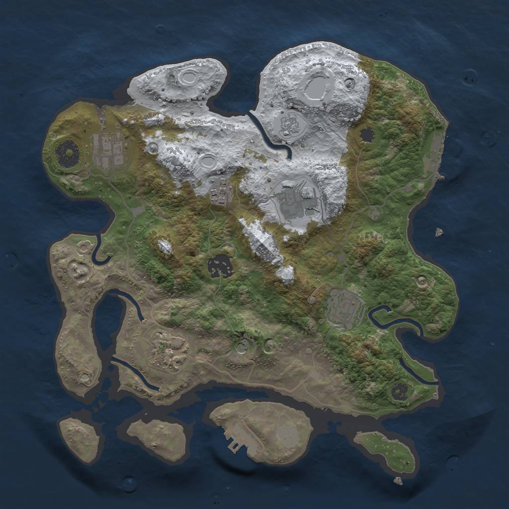 Rust Map: Procedural Map, Size: 3000, Seed: 1276538410, 15 Monuments