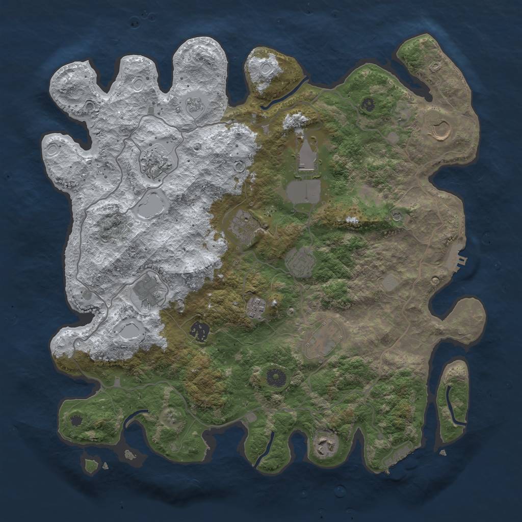 Rust Map: Procedural Map, Size: 4000, Seed: 1450683241, 19 Monuments