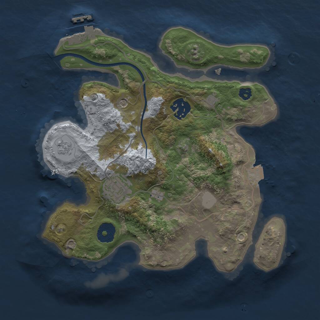 Rust Map: Procedural Map, Size: 2500, Seed: 8415, 6 Monuments