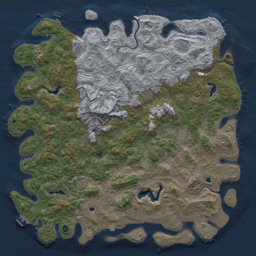 Rust Map: Procedural Map, Size: 6000, Seed: 1034718832, 17 Monuments