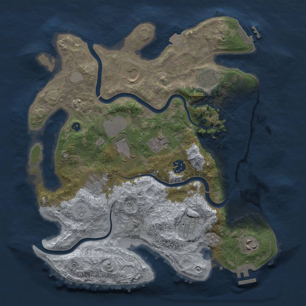 Rust Map: Procedural Map, Size: 3500, Seed: 4321, 15 Monuments