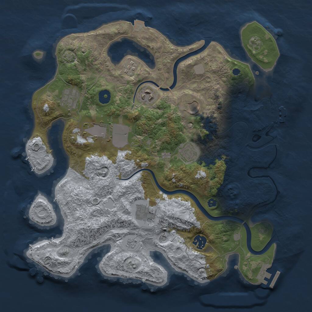 Rust Map: Procedural Map, Size: 3500, Seed: 25684791, 14 Monuments