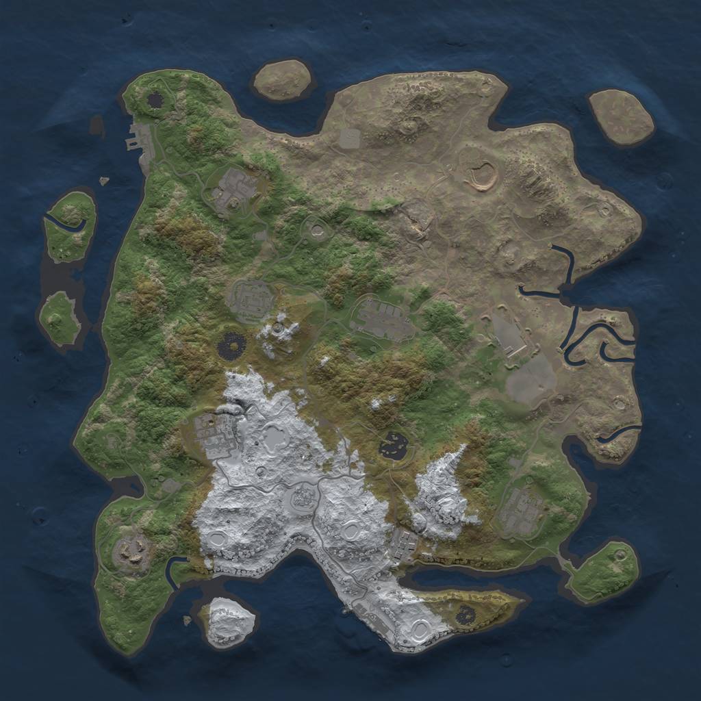 Rust Map: Procedural Map, Size: 3700, Seed: 209821050, 19 Monuments