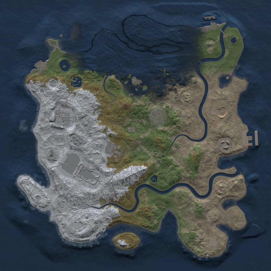 Rust Map: Procedural Map, Size: 3700, Seed: 1455507402, 15 Monuments