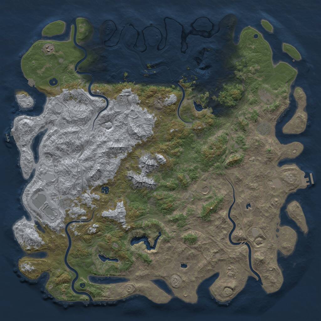 Rust Map: Procedural Map, Size: 6000, Seed: 1212519987, 17 Monuments