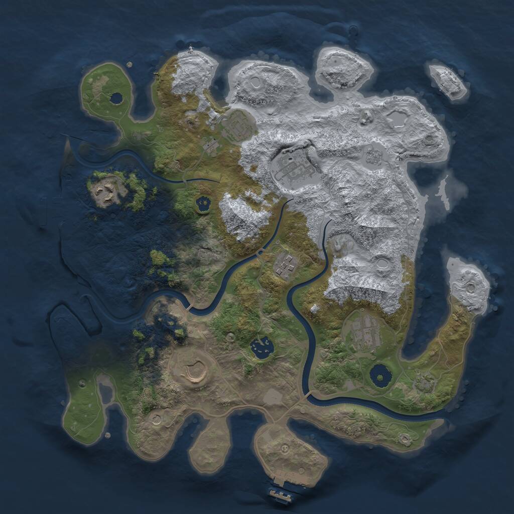Rust Map: Procedural Map, Size: 3500, Seed: 1192712454, 13 Monuments