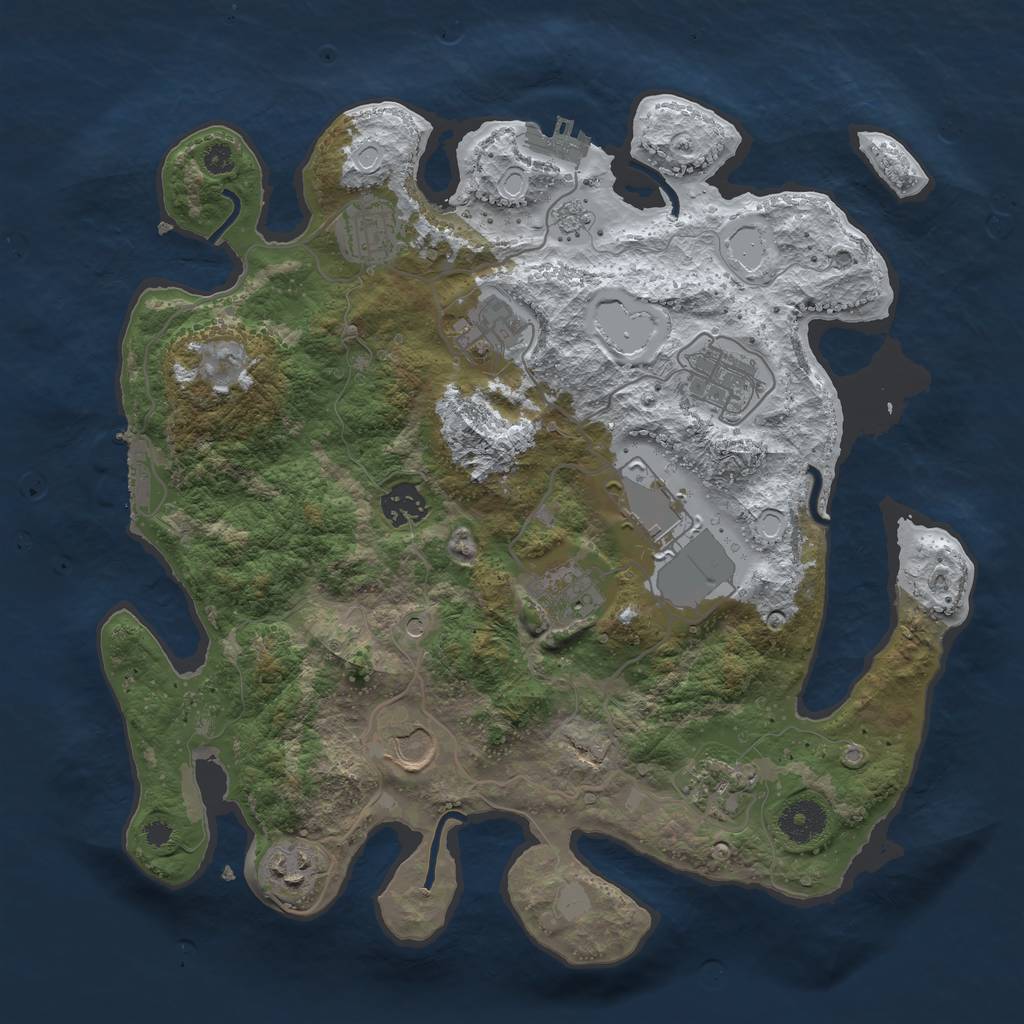 Rust Map: Procedural Map, Size: 3500, Seed: 1192712454, 18 Monuments