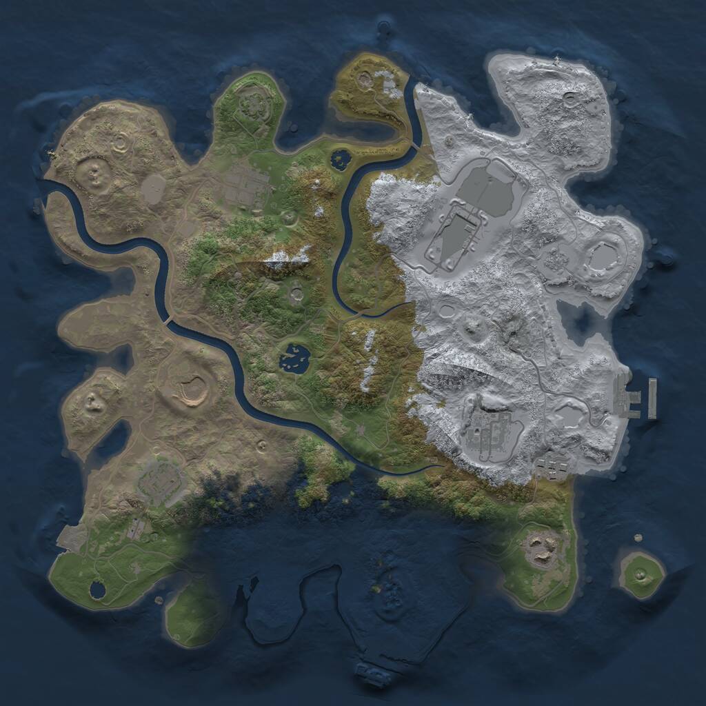 Rust Map: Procedural Map, Size: 3500, Seed: 1016083281, 14 Monuments