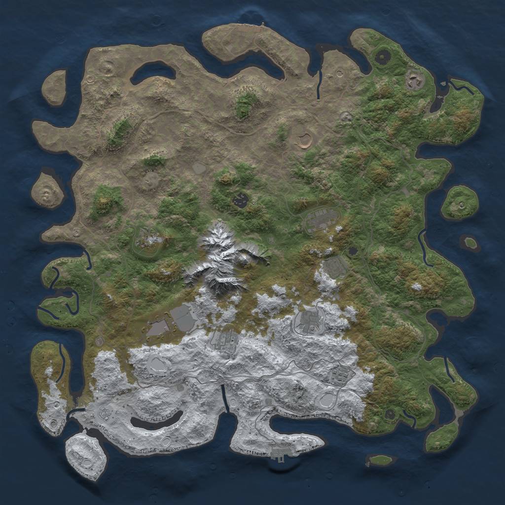 Rust Map: Procedural Map, Size: 5000, Seed: 142069, 19 Monuments