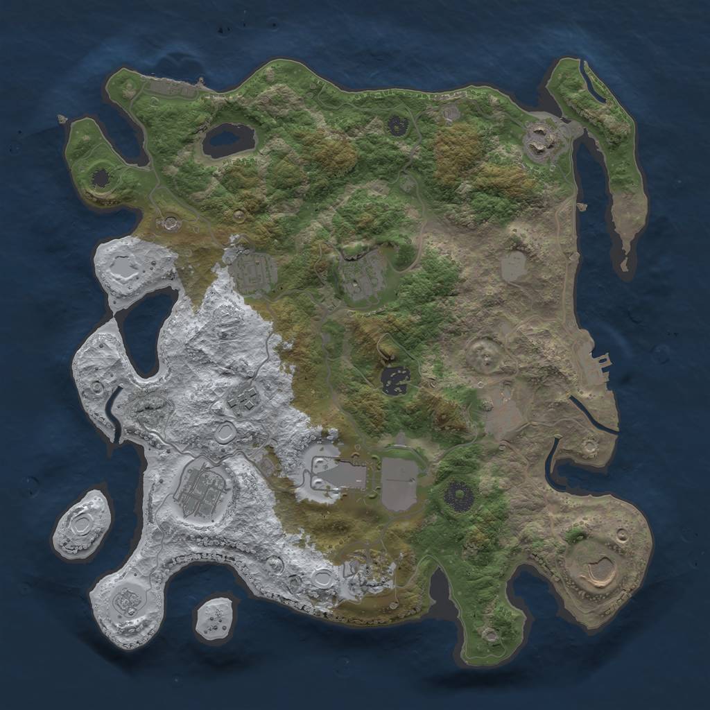 Rust Map: Procedural Map, Size: 3500, Seed: 505378949, 19 Monuments