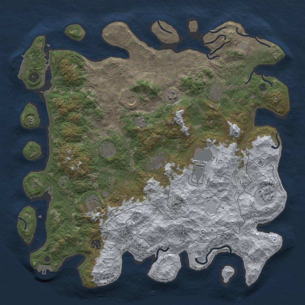 Rust Map: Procedural Map, Size: 4500, Seed: 174839, 19 Monuments