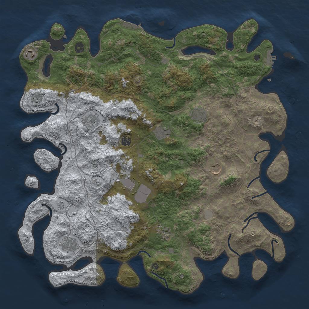 Rust Map: Procedural Map, Size: 4500, Seed: 5560601, 19 Monuments