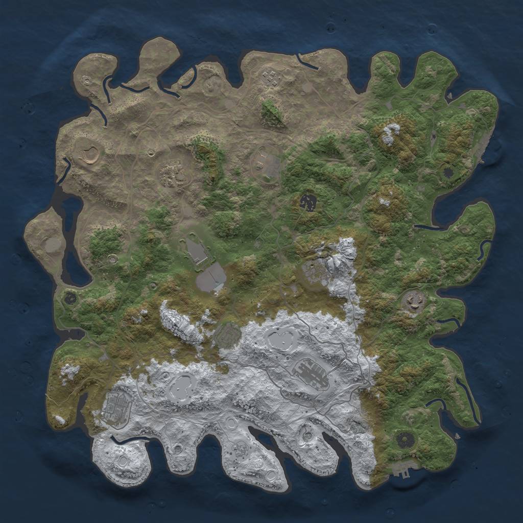 Rust Map: Procedural Map, Size: 4500, Seed: 1684709, 20 Monuments