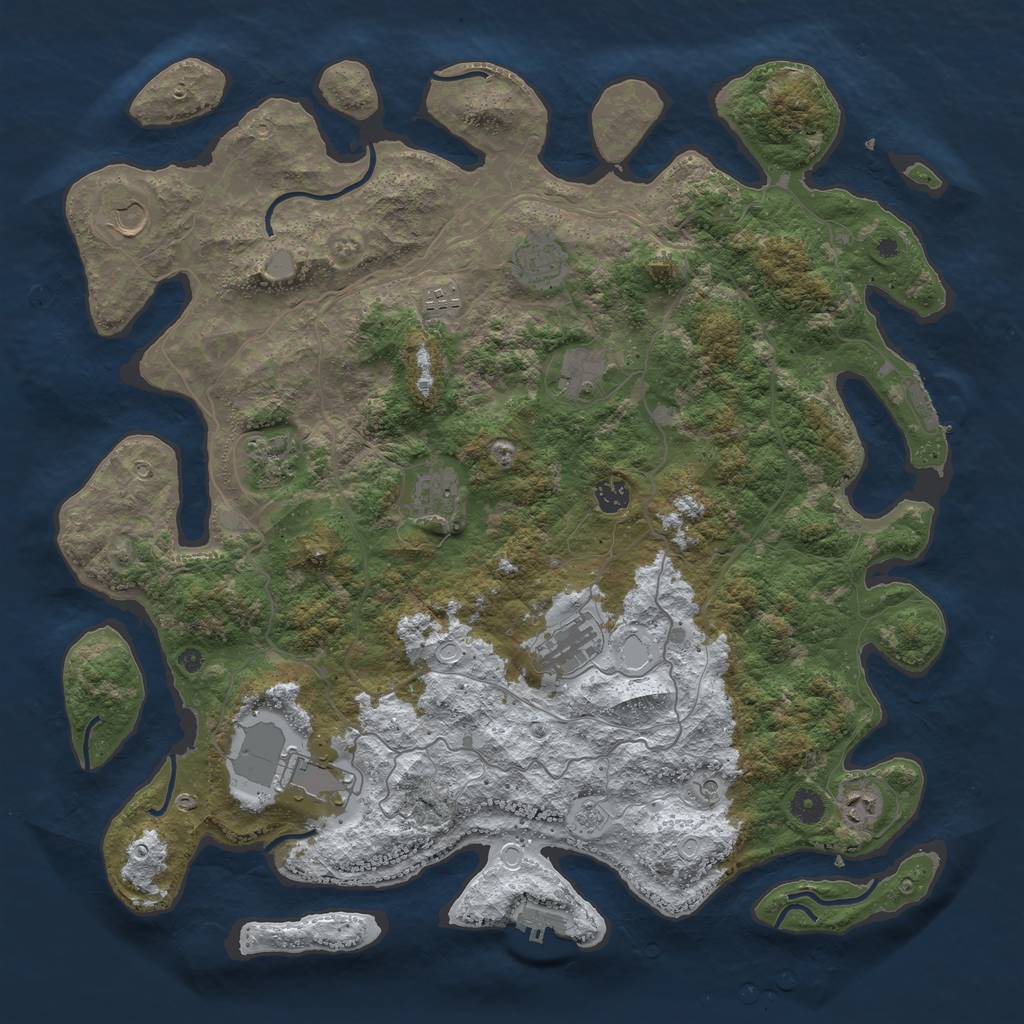 Rust Map: Procedural Map, Size: 4500, Seed: 1295827, 19 Monuments