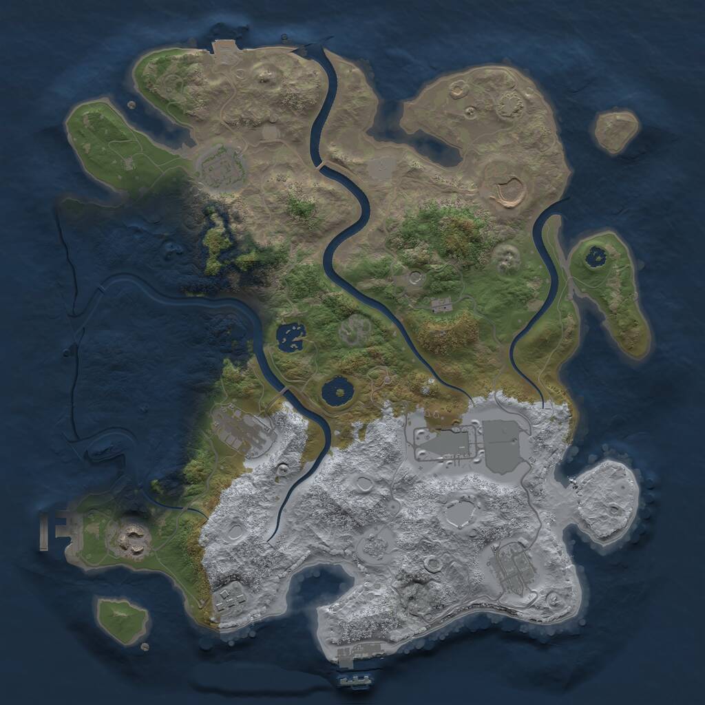 Rust Map: Procedural Map, Size: 3500, Seed: 962463, 14 Monuments