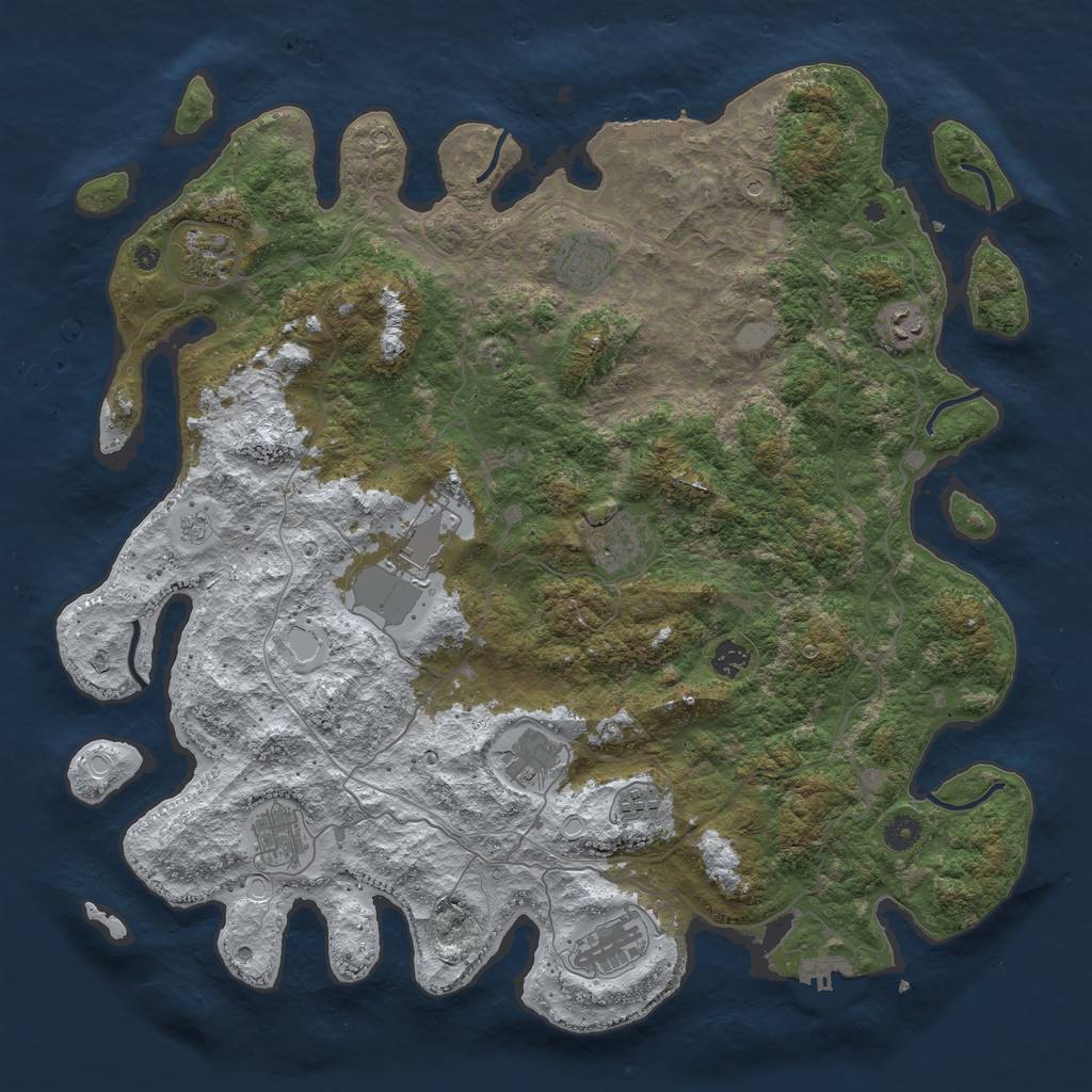 Rust Map: Procedural Map, Size: 4500, Seed: 2523451, 19 Monuments