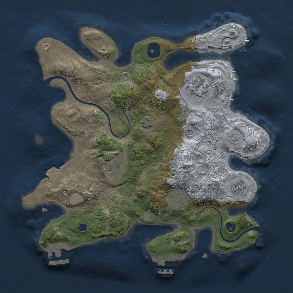 Rust Map: Procedural Map, Size: 3000, Seed: 2091797872, 10 Monuments