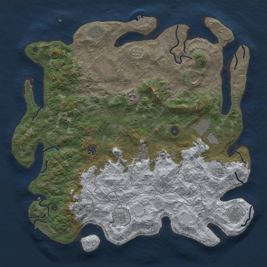 Rust Map: Procedural Map, Size: 4500, Seed: 940359823, 20 Monuments