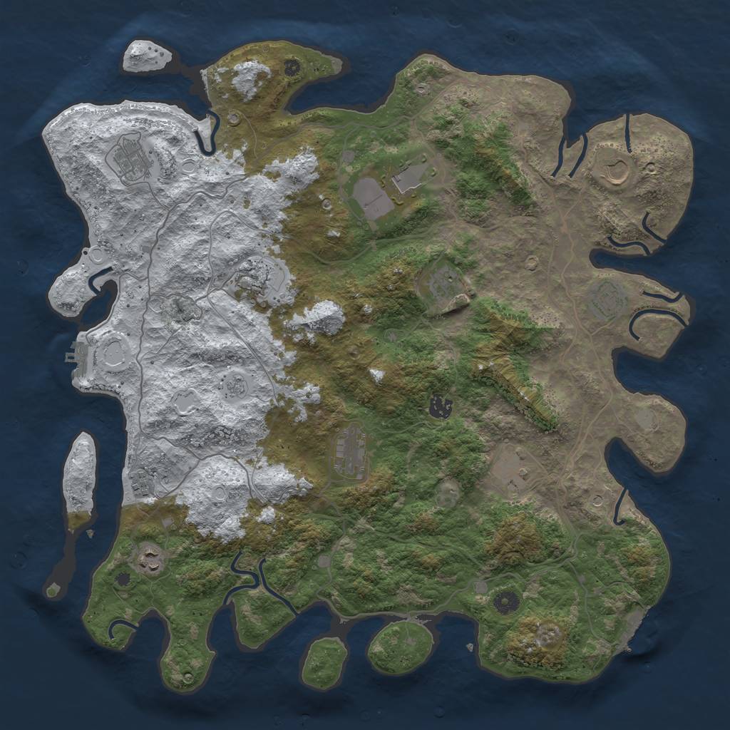 Rust Map: Procedural Map, Size: 4500, Seed: 158538629, 20 Monuments