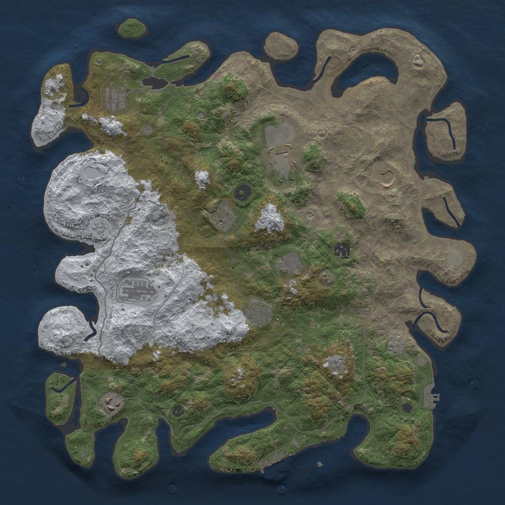 Rust Map: Procedural Map, Size: 4500, Seed: 1677043, 19 Monuments