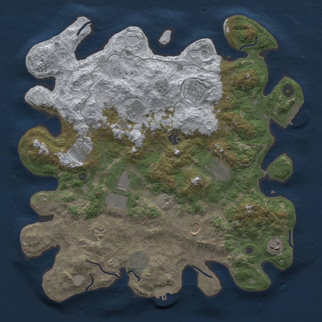 Rust Map: Procedural Map, Size: 4000, Seed: 1177711187, 20 Monuments
