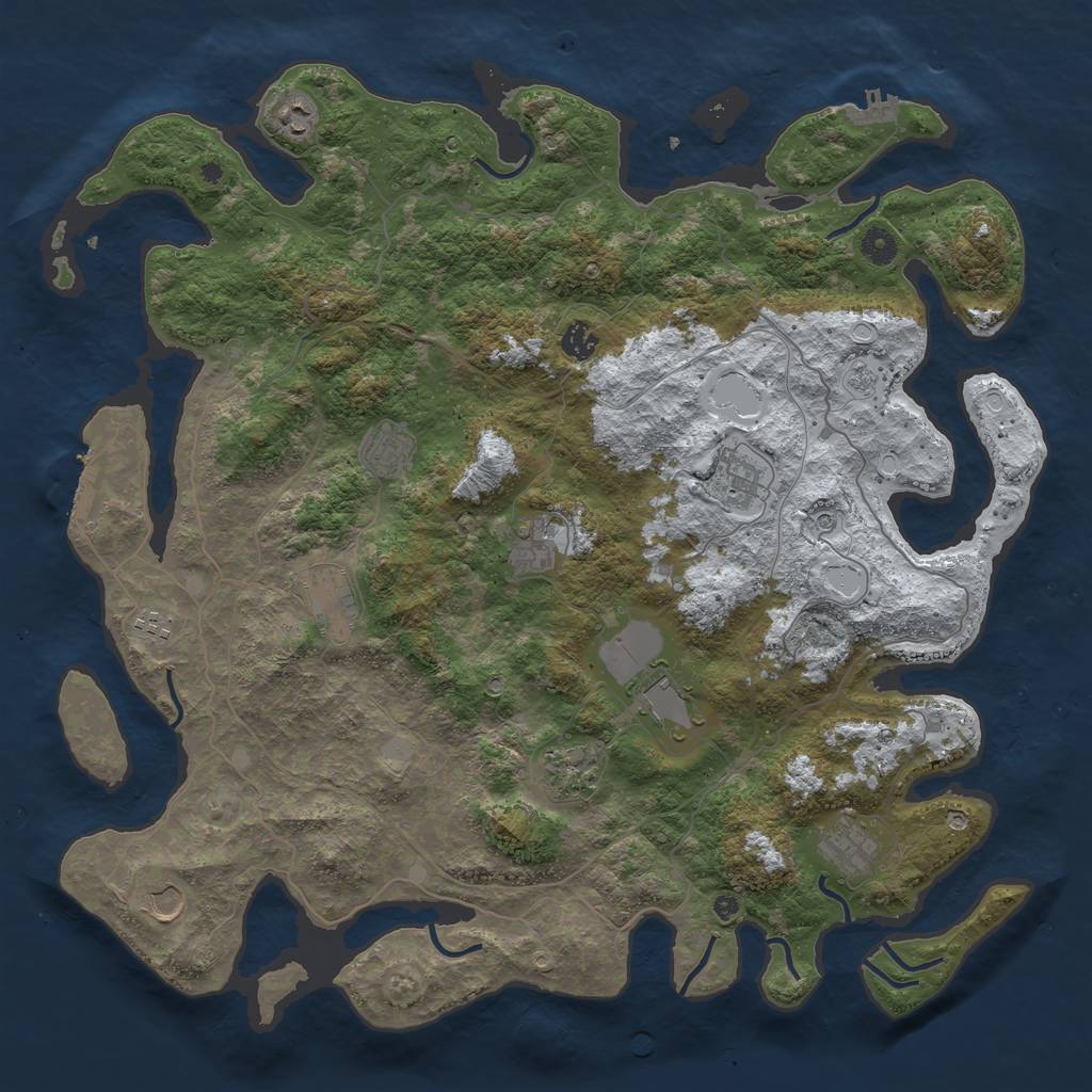 Rust Map: Procedural Map, Size: 4500, Seed: 519518928, 20 Monuments