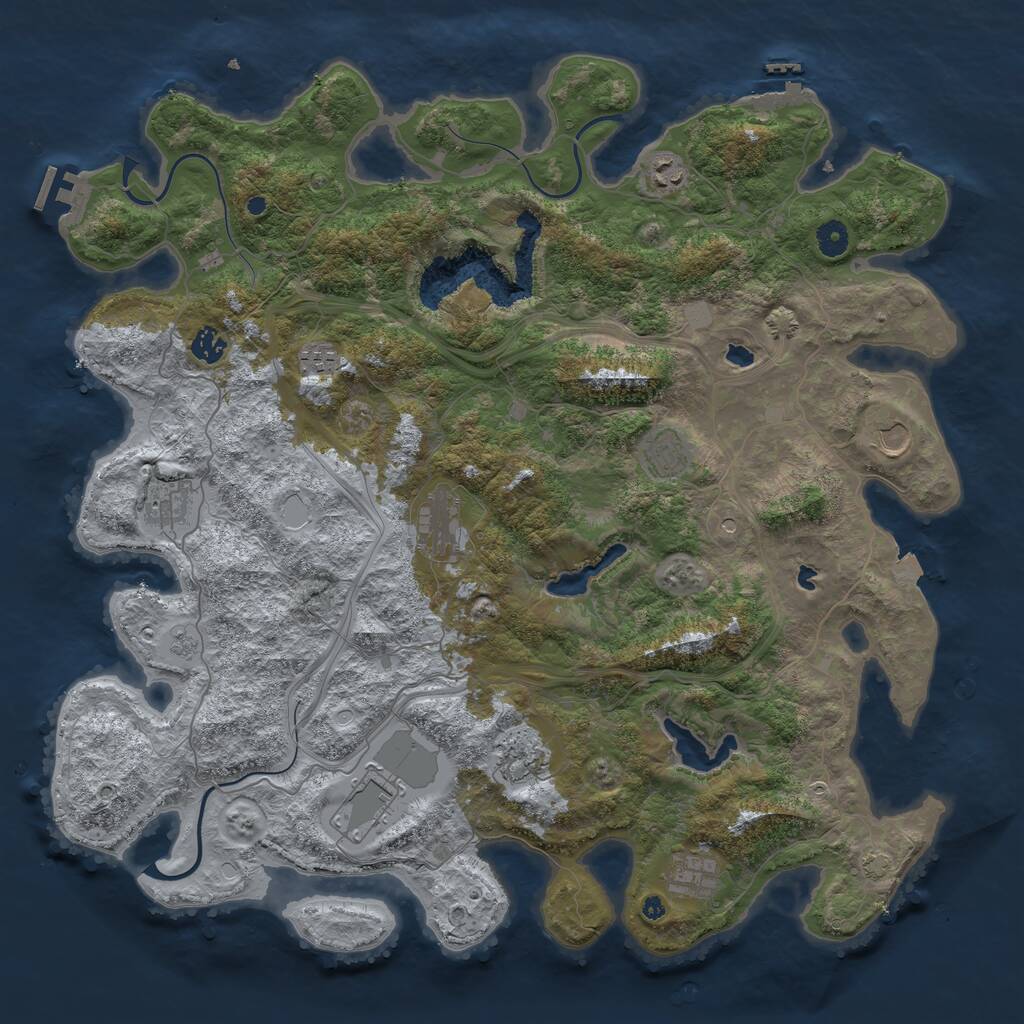 Rust Map: Procedural Map, Size: 4500, Seed: 168557, 16 Monuments