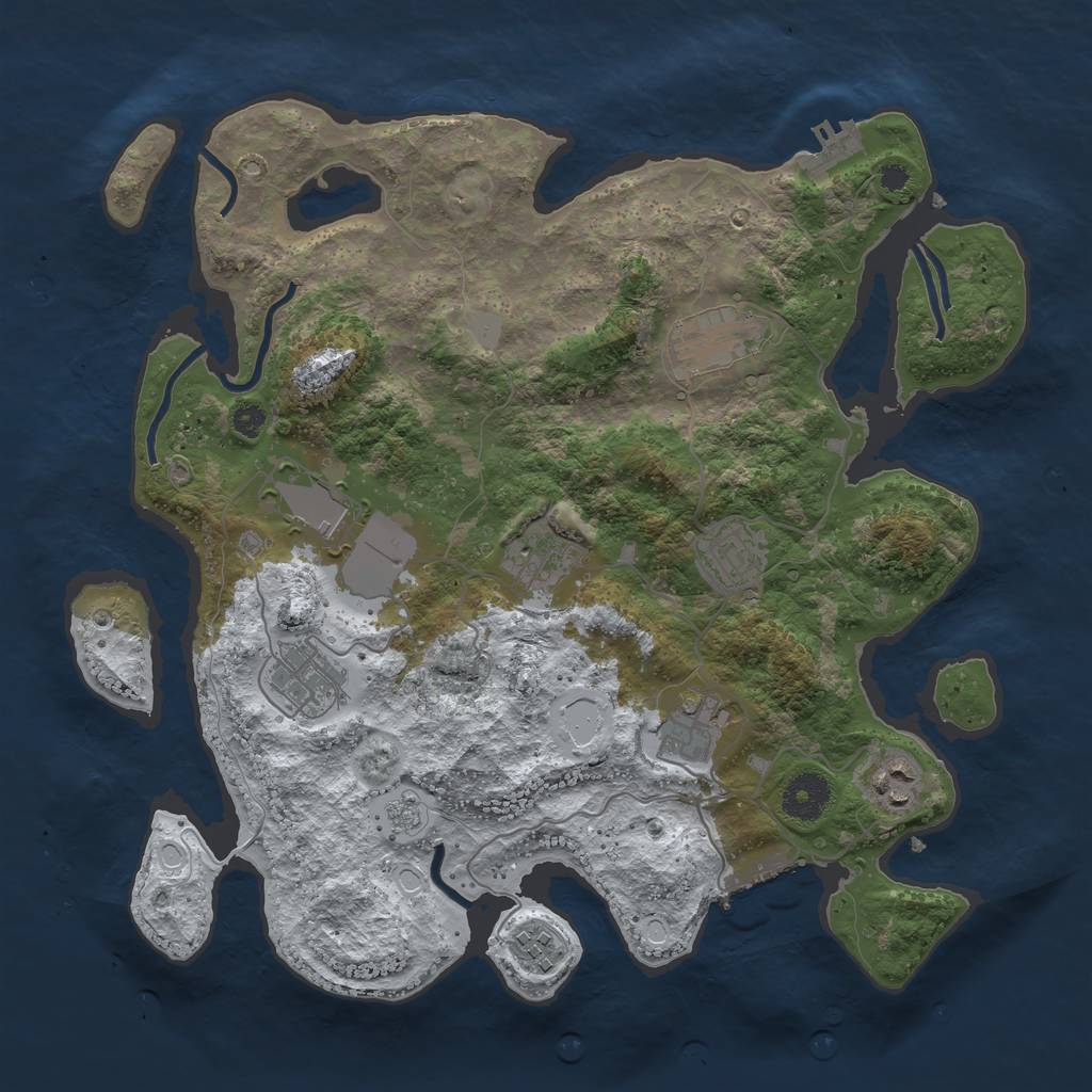 Rust Map: Procedural Map, Size: 3500, Seed: 1233240267, 16 Monuments