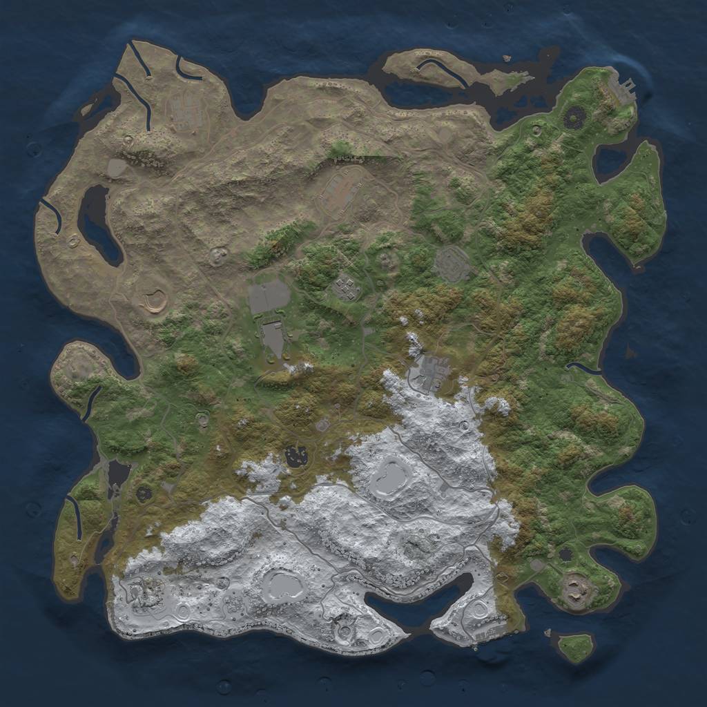 Rust Map: Procedural Map, Size: 4500, Seed: 711025, 19 Monuments