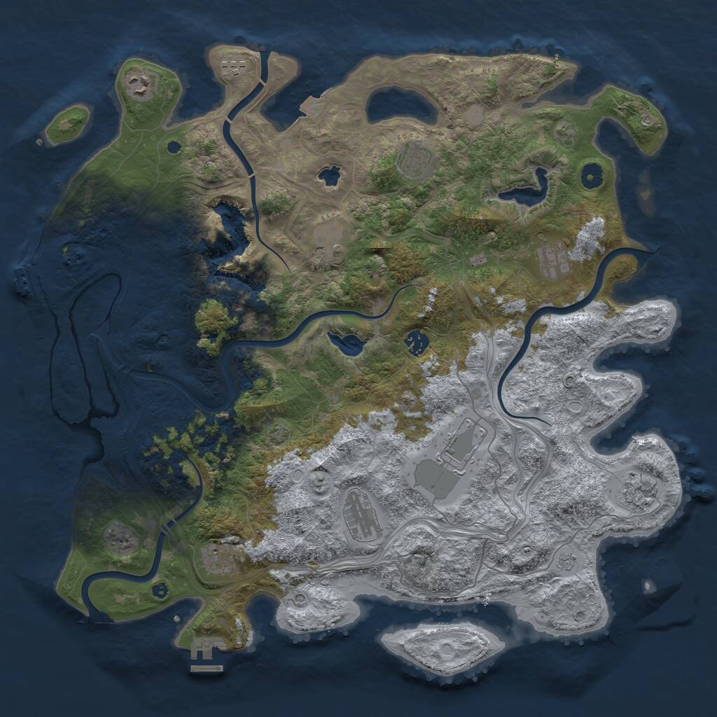 Rust Map: Procedural Map, Size: 4500, Seed: 873012, 16 Monuments