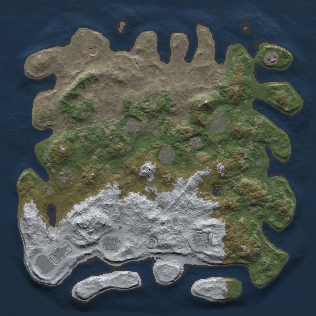 Rust Map: Barren, Size: 4500, Seed: 474316, 14 Monuments