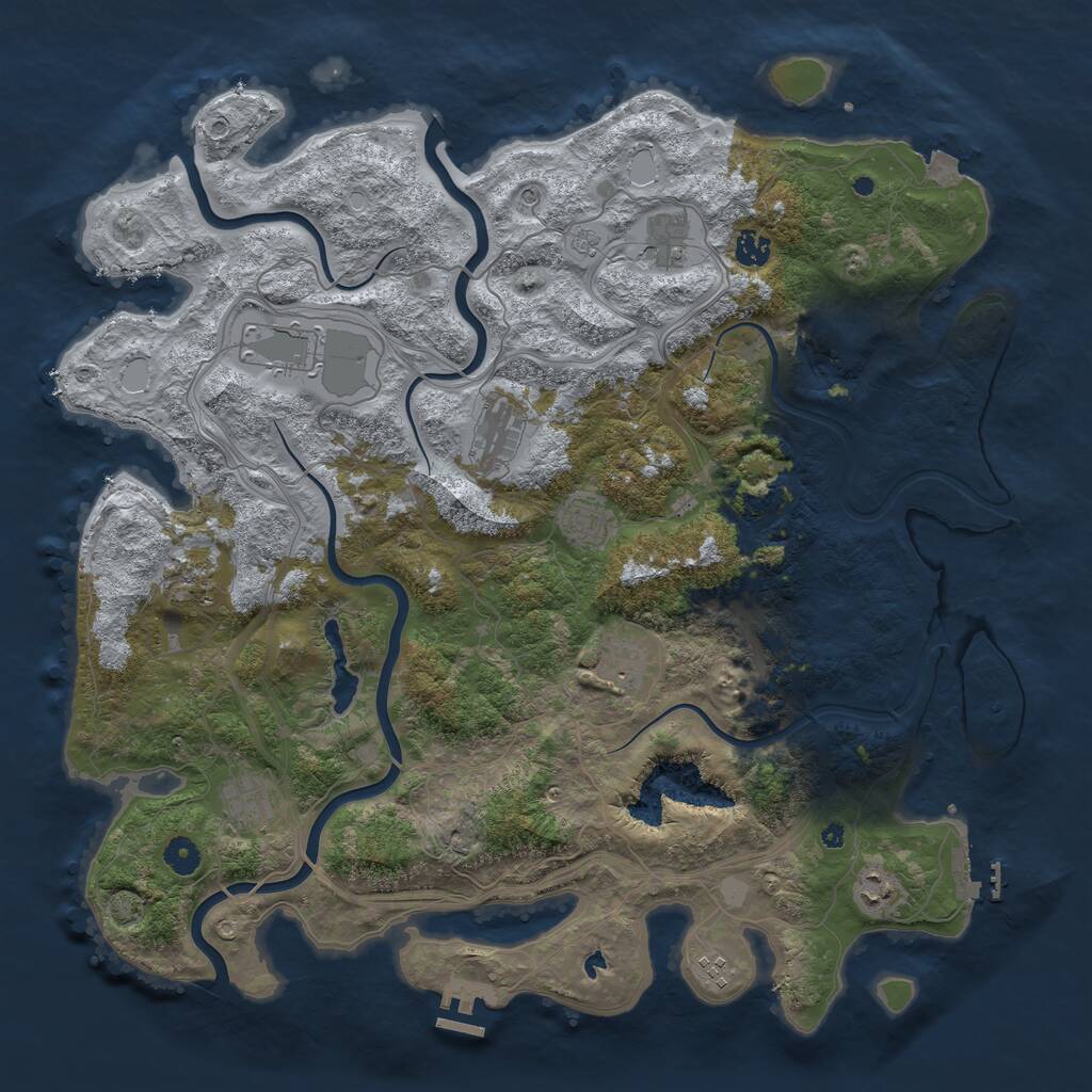 Rust Map: Procedural Map, Size: 4500, Seed: 1623390, 16 Monuments
