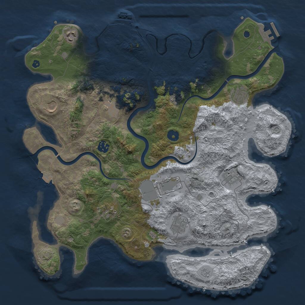 Rust Map: Procedural Map, Size: 3950, Seed: 331141405, 16 Monuments