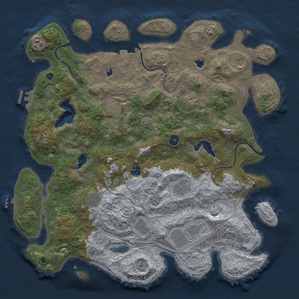 Rust Map: Procedural Map, Size: 4500, Seed: 2553879, 16 Monuments