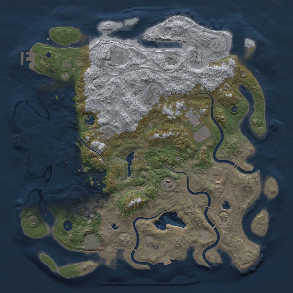 Rust Map: Procedural Map, Size: 4500, Seed: 4438233, 16 Monuments