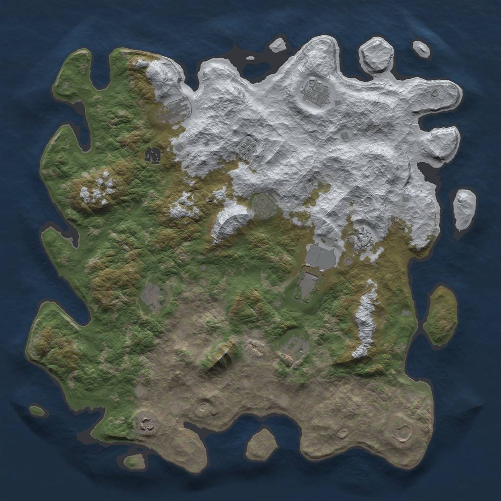 Rust Map: Barren, Size: 4500, Seed: 845756, 14 Monuments