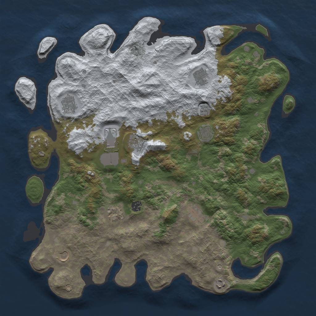 Rust Map: Barren, Size: 4500, Seed: 1442534, 14 Monuments