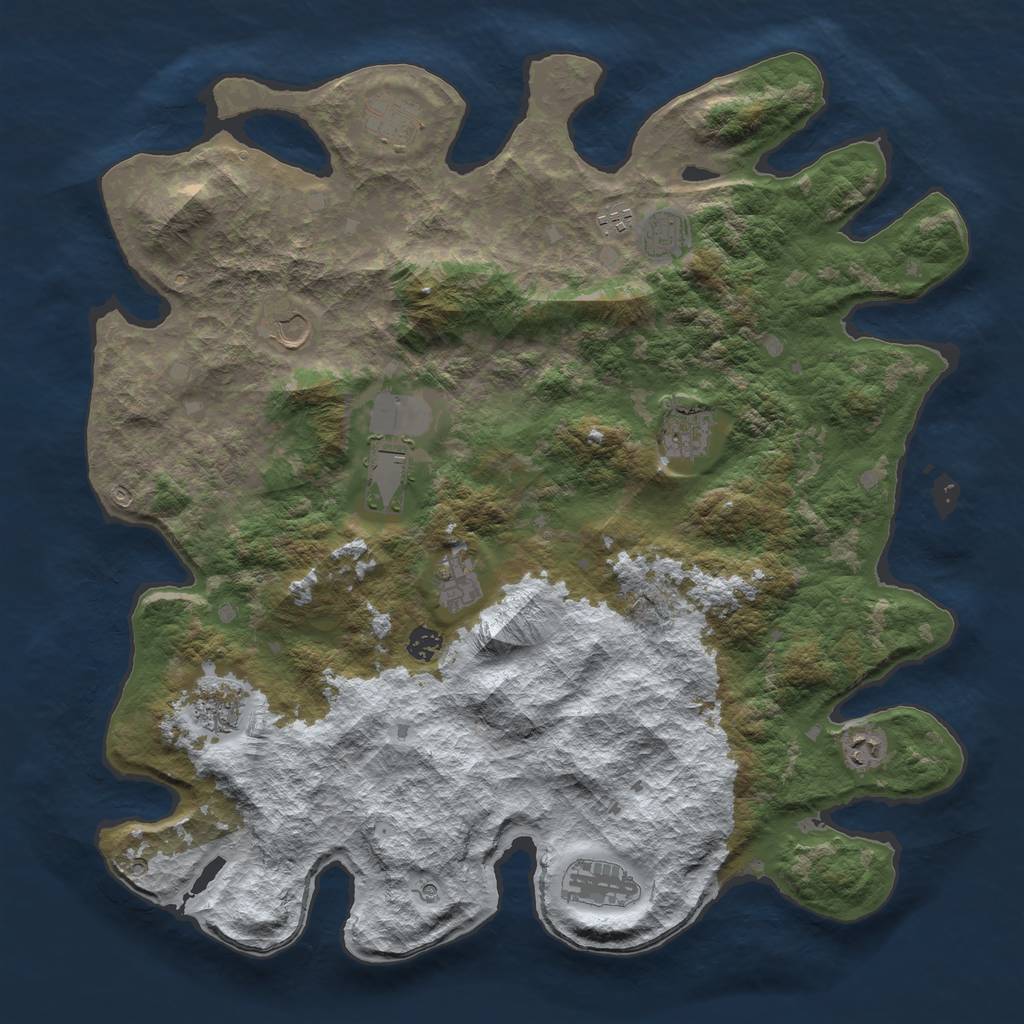 Rust Map: Barren, Size: 4500, Seed: 4639594, 14 Monuments
