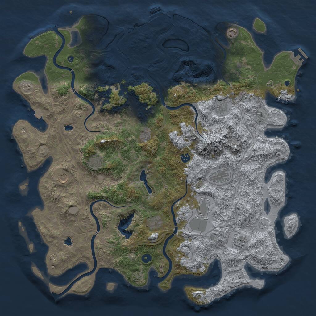 Rust Map: Procedural Map, Size: 5000, Seed: 28663769, 17 Monuments