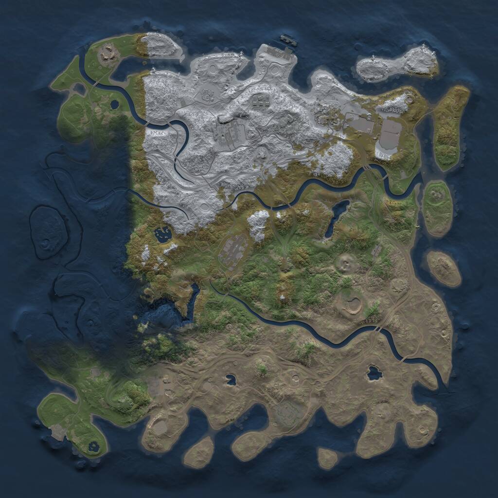 Rust Map: Procedural Map, Size: 4500, Seed: 1993525, 16 Monuments