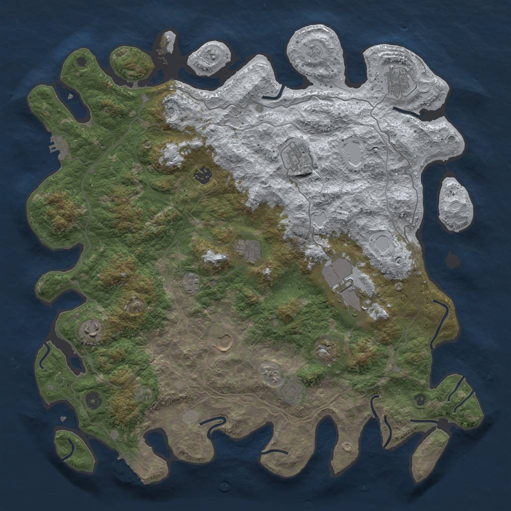 Rust Map: Procedural Map, Size: 4500, Seed: 6102893, 19 Monuments