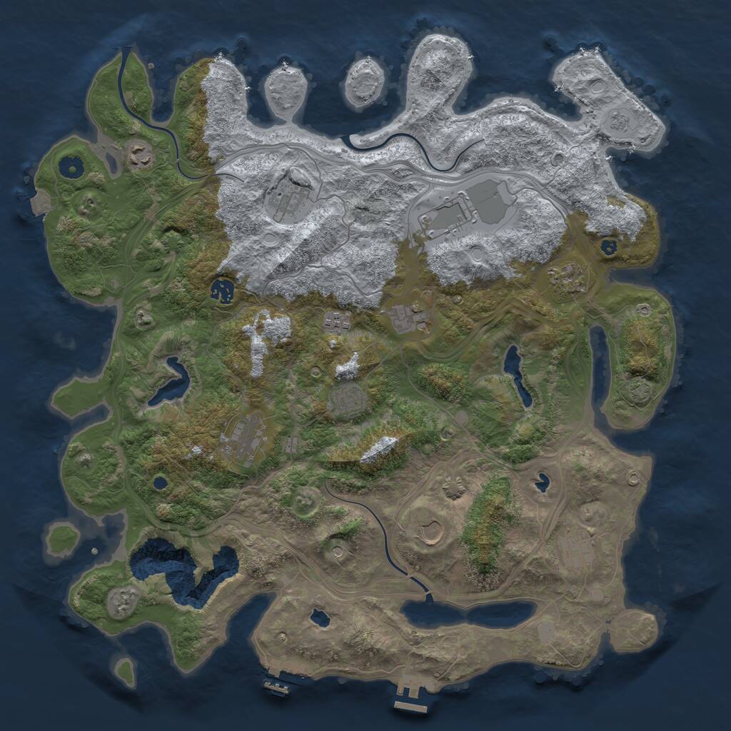 Rust Map: Procedural Map, Size: 4500, Seed: 3267457, 17 Monuments