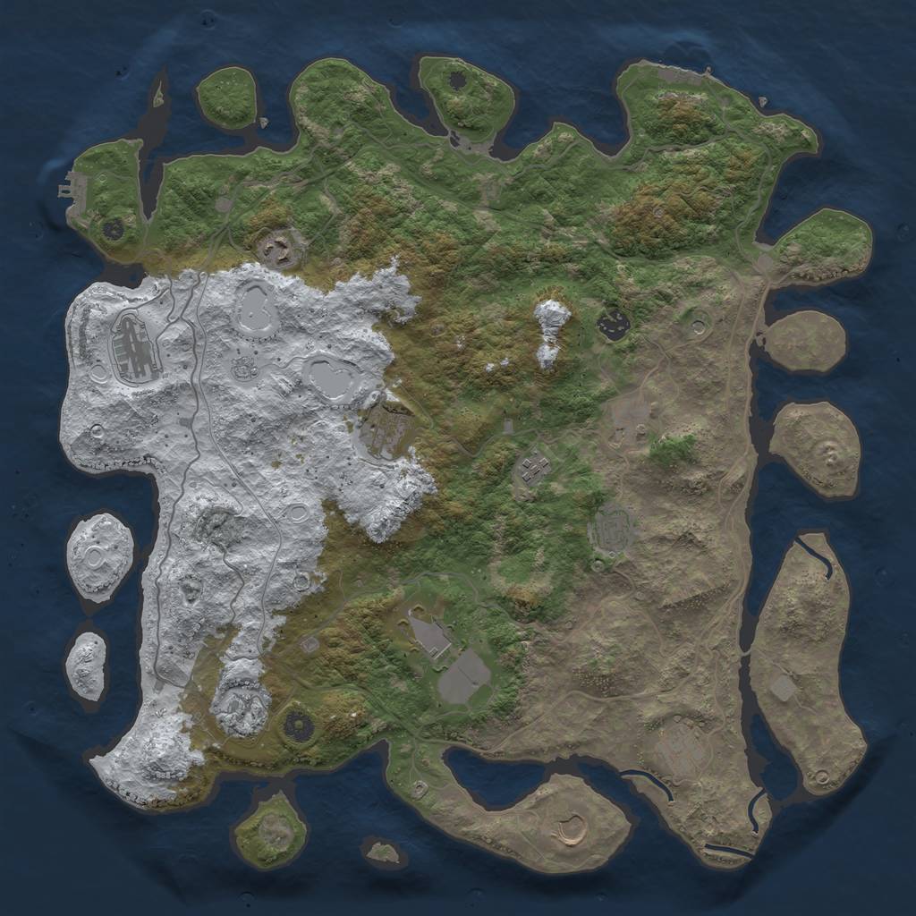 Rust Map: Procedural Map, Size: 4500, Seed: 3821153, 20 Monuments